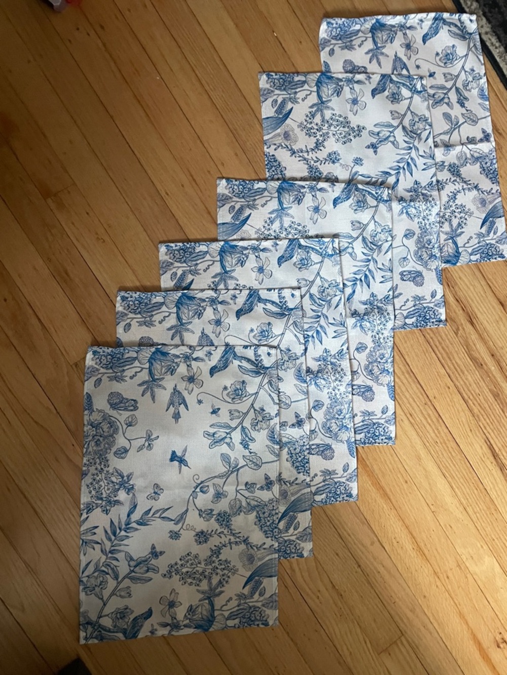 Blue and White Floral Placemats - Set of 6